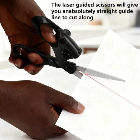 Laser Guided Scissors For Precise Fabric And Paper Cuts With Pro Grade Built In Laser Guide Ergonomic Handle Magnetic Storage And Quick Straight Cut For Sewing Crafts And DIY Projects cutting paper with laser guidance