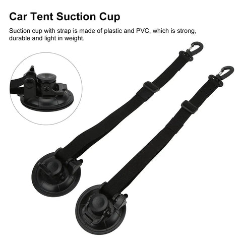 2 Pack 9 Cm Suction Cup Anchors With Carabiner Durable Plastic Tie Down Hooks For Cars Awnings Tents And Tarps Powerful Securement On Smooth Surfaces Easy Install Non Scratch Lock Weather Resistant, product front view