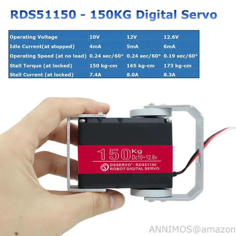 Hand holding Beefy 150Kg Full Metal Gear Servo Motor For Robotic Arms And Humanoid Robots 12V High Torque Digital Steering Servo With Mount Brackets
