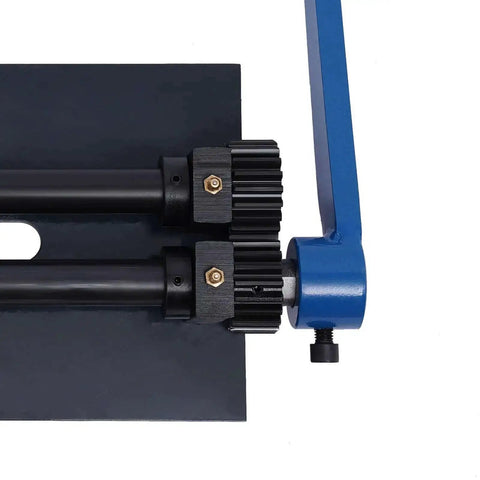 Close-up of 12 Inch Gear Drive Bead Roller for Sheet Metal showing gear-driven mechanism and handle
