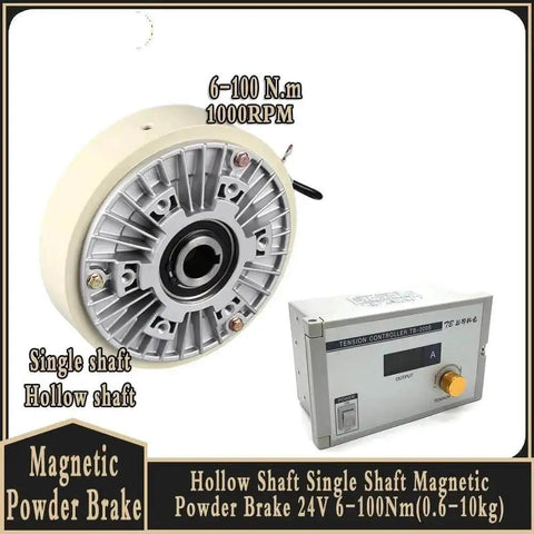Pro Grade 1000RPM Hollow Shaft Magnetic Powder Brake Kit, 24V Tension Controller For Printing And Dyeing Machines