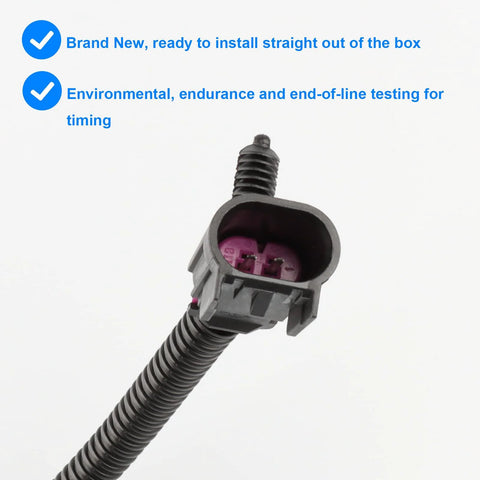 Coolant temperature sensor with gray plastic housing, purple inner element, and threaded probe on wiring harness connector