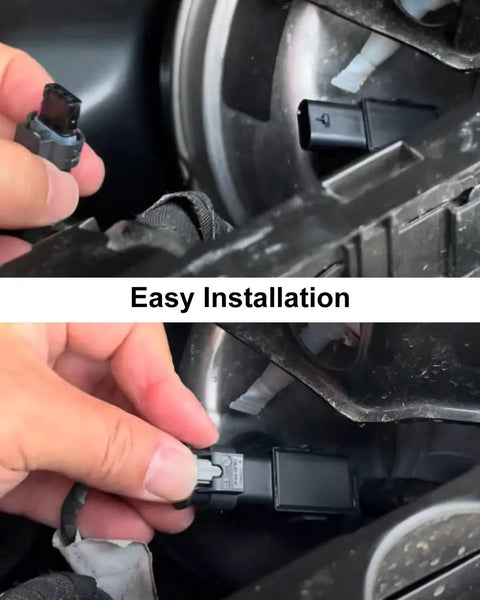 Brake booster pressure sensor connector being installed in a vehicle; close-up view of wiring harness and plug