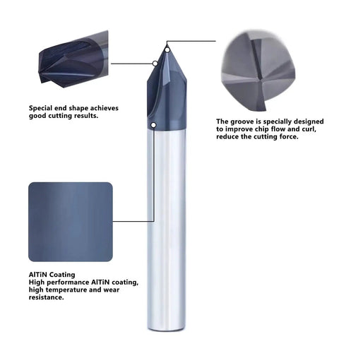 60 Degree Chamfer End Mill 3/8 Inch Carbide Chamfering Mill With 4 Flute CNC V Bit AlTiN Coated Pro Grade