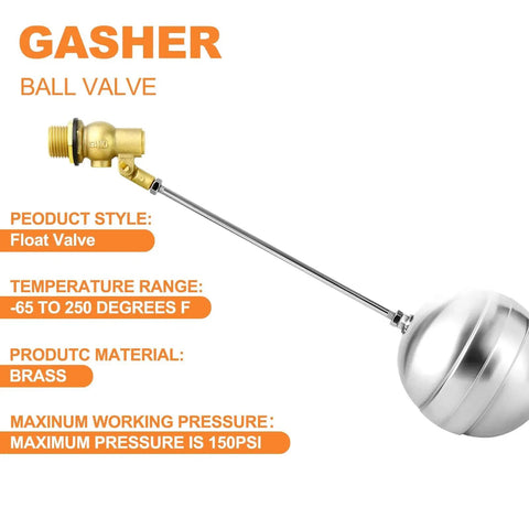 Three Quarter Inch Float Ball Valve With 304 Stainless Steel Float And Brass Body Three Quarter G Female To Three Quarter NPT Male Adapter Adjustable Water Tank Level Control For Stock Tanks And Pool Applications DIY Friendly
