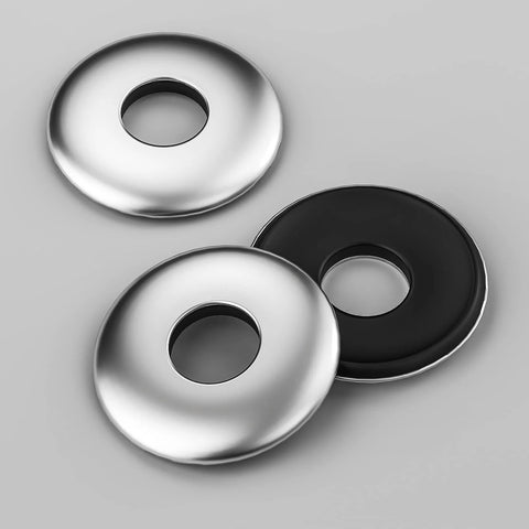 Three #10 x 1/2 sealing washers, 304 stainless steel with neoprene EPDM bonded