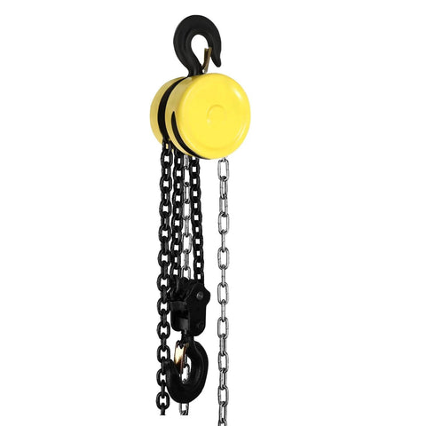 4400 Lb Capacity Chain Hoist With 2 Ton Manual Hand Chain Block, yellow, alloy steel, G80 chain, front view
