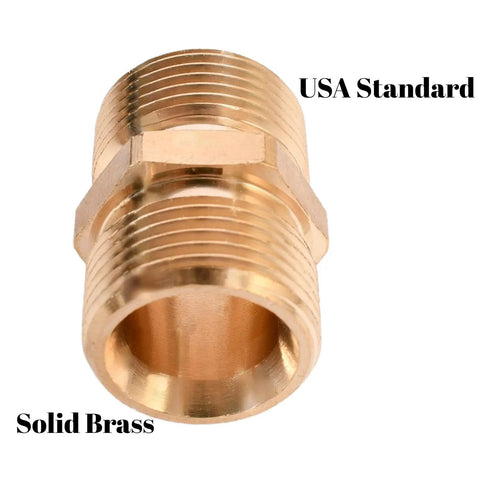 Beefy Solid Brass M22 14mm Pressure Washer Coupler from 14mm male thread to 14mm male fitting hose extension connector, 4500 PSI