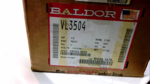 Box label for 1/2 HP Single-Phase TEFC AC Motor, 56C Frame, 1725 RPM, 115/230V 60Hz, General Purpose Single Unit