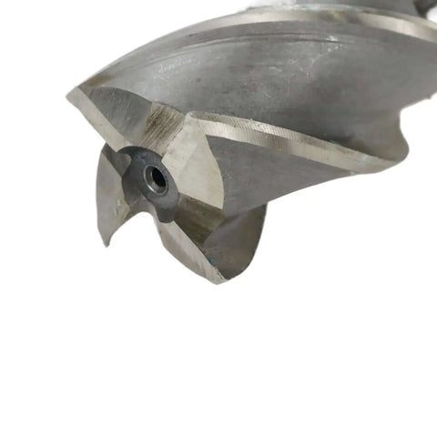 Close-up of End Mill Bit One and a Half Inch Cutting Diameter Eight Tenths Inch Shank Four Flute Straight Shank High Speed Steel Milling Cutter for Metal and Wood Durable Long Life Sixty Millimeter Flute Length One Hundred Thirty Millimeter Total Length