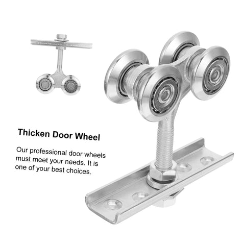 Heavy Duty Sliding Door Track Roller Wheel For Wardrobes And Closets, showing dual wheels and steel construction, side view