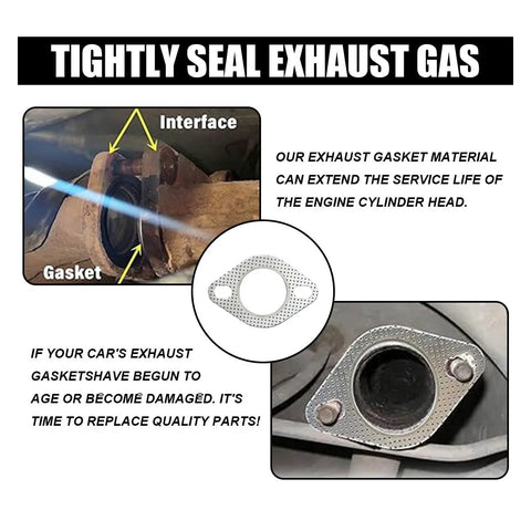 Amazon 2-pack car exhaust gasket set for 2-inch, two-bolt flange; perforated metal gaskets.