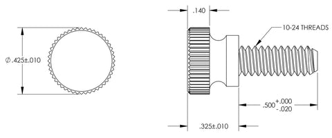 Black Nylon Thumb Screws With Ten By Twenty Four Thread One Half Inch Length Set Of Ten Non Conductive Grip Fasteners diagram