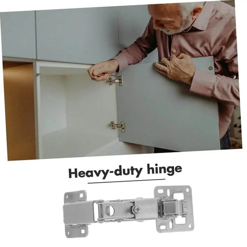 Man installing 2 Pack Heavy Duty Invisible Hinges For Secret Doors And Low Profile Barn Door Hardware in a cupboard