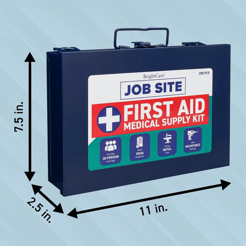 Tough As Nails Metal Case First Aid Kit For Job Sites And Contractors OSHA Compliant 200 Piece Wall Mount And Portable Kit
