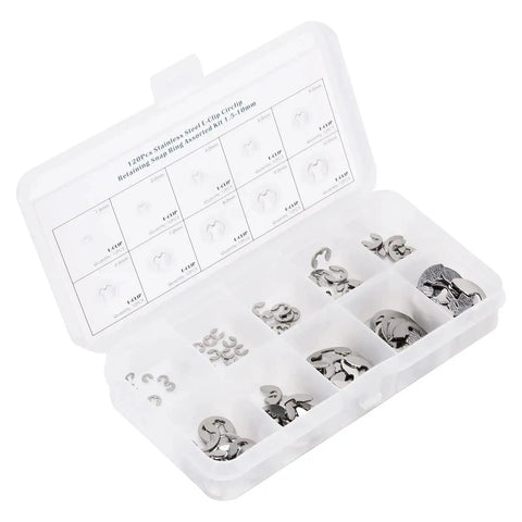 120 Piece E Clip Set In Stainless Steel External Retaining Rings Circlips From 1.5mm To 10mm With Smooth No Burr Edges
