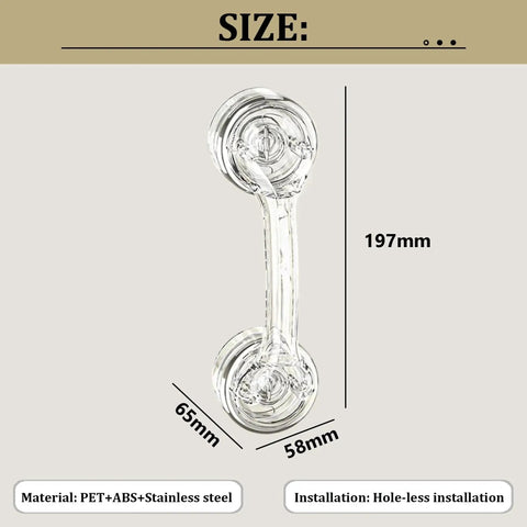 Strong Suction Cup Handle For Glass Doors And Windows Cabinets And Refrigerators No Drilling Installation, PET+ABS, 197mm length