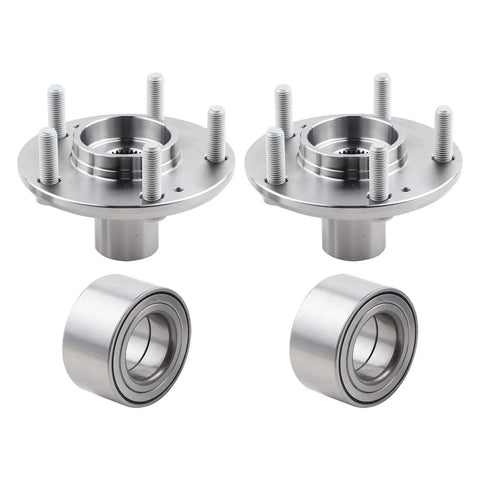 Two Piece Wheel Hub Bearing Assembly Set Compatible With 2011 Through 2015 Hyundai Elantra, 2013 Through 2017 Elantra GT, And 2012 Through 2017 Veloster Replace 510093 Premium Quality Replacement Part shown with components