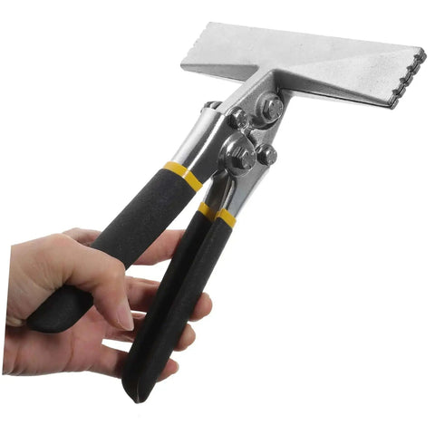 Hand Seamer Tool With Straight Jaw Bender for metal bending and flattening sheets in ergonomic design, shown in use close-up view.