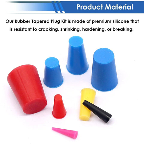 Forty Piece Eight Sizes Silicone Rubber Tapered Plugs Set High Temperature Up To Six Hundred Fahrenheit for Coating Round Holes
