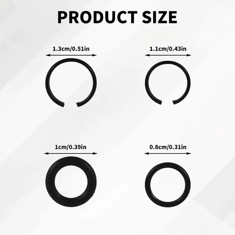 Size dimensions of 3/8 and 1/2 inch impact wrench retaining rings and O-rings from 10 Sets 3/8 Inch And 10 Sets 1/2 Inch Impact Wrench Retaining Rings With O Rings Replacement Snap Clip Kit For Electric And Pneumatic Wrenches Bushing Pins Mounts For Auto Shop And Handyman Repairs For DIYers