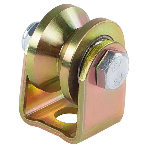 V Groove Caster 1.25 Inch Wheel With Bracket For Inverted Track Suitable For Sliding And Rolling Gates, shown in close-up view.