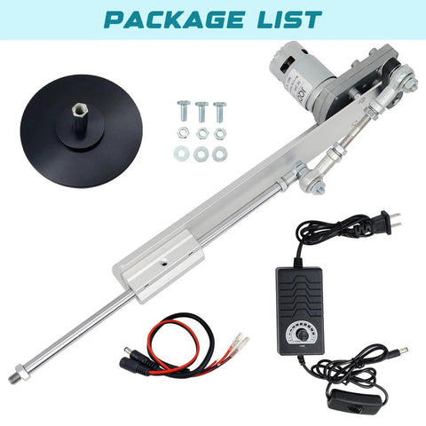 Package contents of DC 24V Reciprocating Linear Actuator With Adjustable Stroke From 1.18 Inches To 6 Inches Telescopic Gear Drive