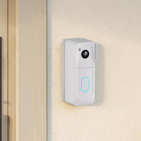 Forty Five Degree Adjustable Doorbell Camera Mount With Weatherproof Cover For Blink Video Doorbell 2025 2nd Gen Two Installation Options No Drill Or Screws White, mounted on wall