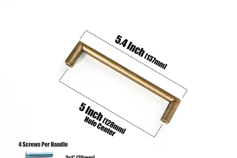 Six Pack Of 5 Inch 128mm Retro Zinc Alloy Cabinet Handles Antique Brass Cabinet Pulls dimensions diagram.
