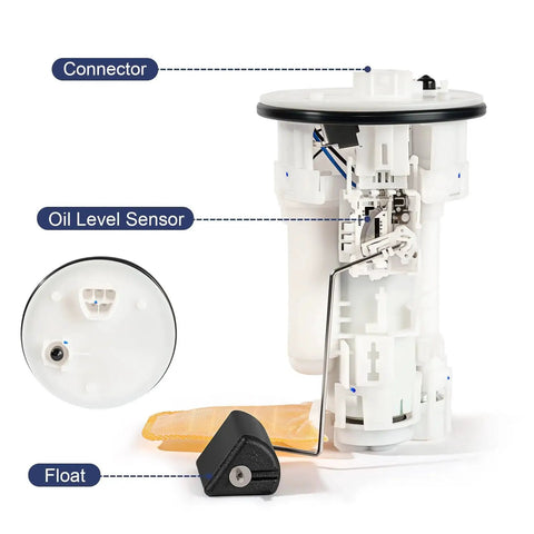 Electric Fuel Pump Module Assembly For Chevy Prizm And Toyota Corolla 1998 To 2002 1.8L L4 Gas Sedans With Sending Unit Fuel Level Sensor Seal O Ring Replaces FG2218 SP9163M 7702402010, showing components: connector, oil level sensor, float.