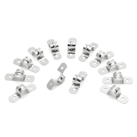 Conduit clamps, 30 pcs, 1/2 in stainless steel two-hole strap U brackets for rigid pipe installation
