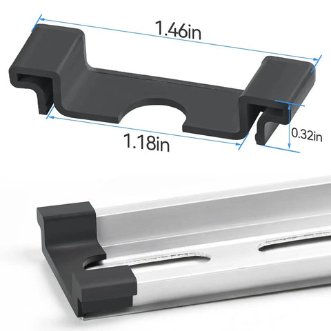 Easy Snap DIN Rail Protective Cover For 35mm Wide Standard Rails, RoHS Certified PA66 Nylon Guard, 50 PCs Set, side view.