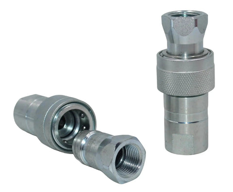 1/2 Inch Hydraulic Quick Connect Tractor Couplers With Red Dust Caps Poppet Valve Pioneer Style ISO 5675 Interchangeable