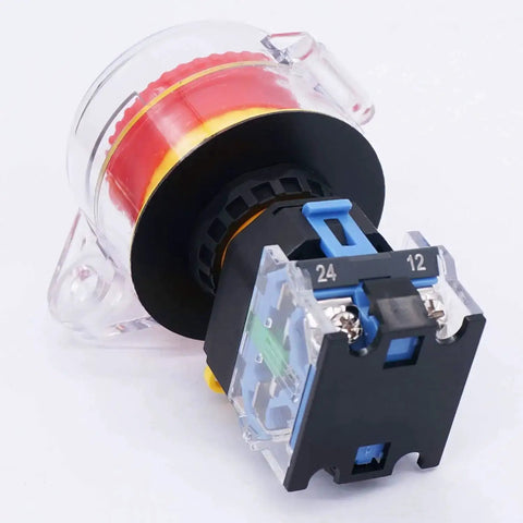 Emergency Stop Push Button Switch 22mm Panel Mount Red Mushroom Latching Action 1NO 1NC 10A 440V AC Protective Cover