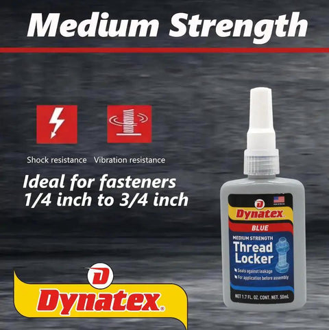 Blue Medium Strength Thread Locker 1.69 Ounce Bottle For Removable Fasteners With Hand Tools Locks Metal Threads Vibration Resistant