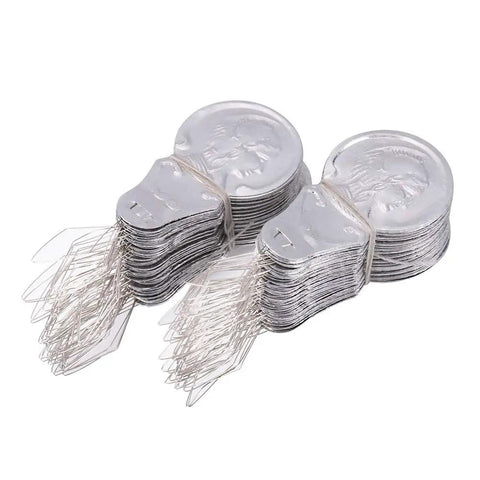 100x Silver Tone Wire Loop Needle Threader For Sewing DIY Hand Or Machine Stitching Tool Aluminum And Metal Construction Easy Threading Aid