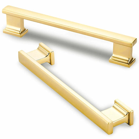 10 Pack Brushed Gold Cabinet Handles 6 Inch Length With 5 Inch Center To Center Hole Solid Metal Kitchen Cabinet Pulls