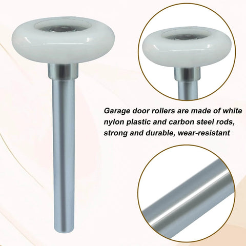 2 Pack 1.8 Inch Nylon Garage Rollers With 4 Inch Stem, Quiet Smooth Operation For Garage Door Tracks, Durable Replacement Wheels