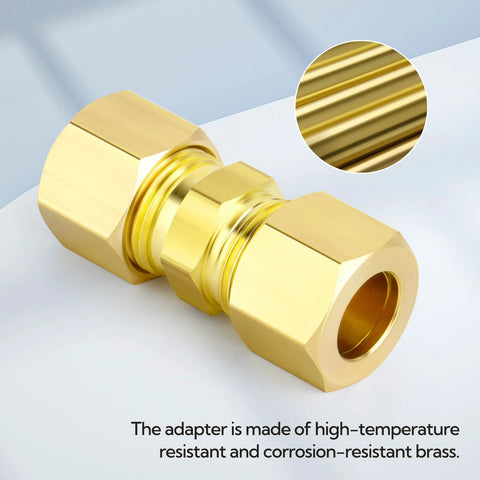 Brass compression straight union adapter for 3/4" tube OD to 3/4" tube OD with hex nut ends