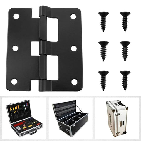3.03 X 2.64 Inch Black Lift Off Hinge For Flight Cases with screws, detachable split hinge, durable steel, rust-resistant metal