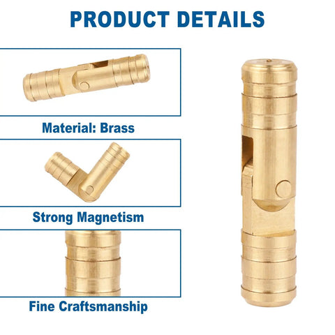 Brass Hidden Cylinder Hinges And Round Magnets Pack for Jewelry Boxes and Small Furniture, close-up of brass hinge details.