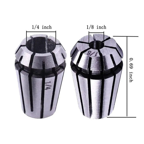ER11 Collet Nut Set Includes 1 8th Inch Collet and 1 4th Inch Collet with Clamping Nut for CNC Engraving, Milling, and Lathe Work
