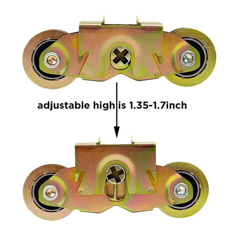 Front view of Two Pack 1-1/4 Inch Heavy Duty Gliding Patio Door Tandem Rollers Replacement Wheels with adjustable height
