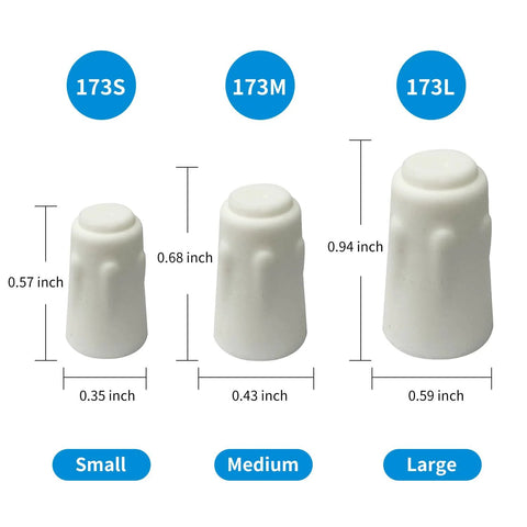 Dicio porcelain wire connectors set: three white ceramic caps in small, medium, and large sizes