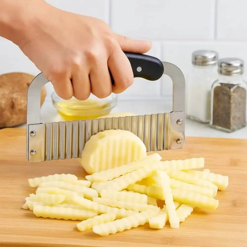 Crinkle Cut Wave Slicer Set For Waffle Fries And Decorative Veggies With Stainless Steel Blade Durable BPA Free Plastic Handles