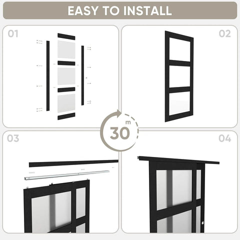 Sliding Closet Door Set With Frosted Glass, 72 Inch Wide By 80 Inch High, Double 37 Inch Panels installation guide