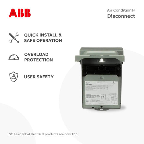 TFN60RCP Weatherproof Non-Fused AC Disconnect Switch Single Unit front view with open cover showing labels and specifications.