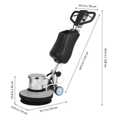 Heavy Duty Commercial Floor Scrubber Machine With Three Brushes Large 3.4 Gallon Tank 1.5 HP Motor 175 RPM Industrial Floor Buffer