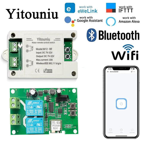 Smart DC Motor Controller 7 To 32V 10A With Forward And Reverse, WiFi Bluetooth Remote, RF Compatible display and circuit board