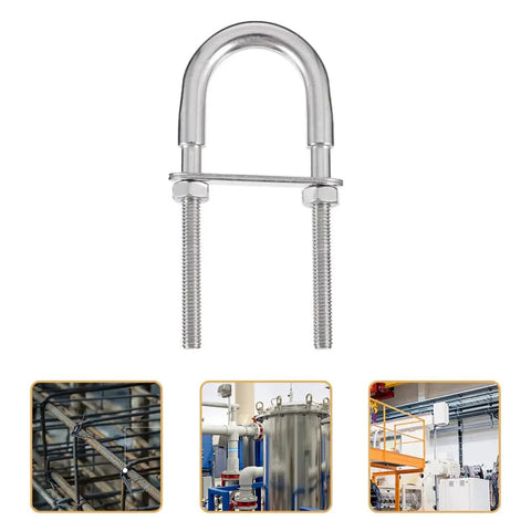 Stainless Steel 304 U Shaped Bolt M6x90 With Nut And Washer for marine and trailer fastening applications shown with industrial hardware